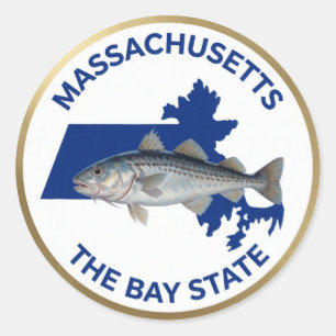 Adesivo Redondo Emblema de Peixe do Orgulho do Estado de Massachus