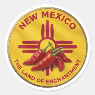 Adesivo Redondo Emblema do Chile do Novo México 🌶️