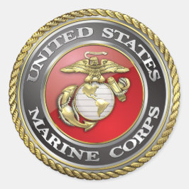 Adesivo Redondo Emblema do Corpo Marinho dos EUA (USMC) [3D]