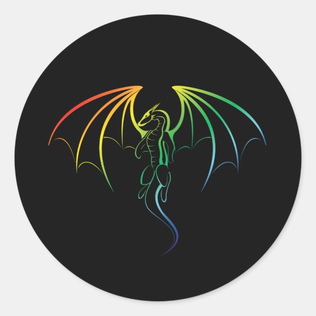 Adesivo Redondo Emblema do Dragão Mítico do Arco-Íris legal (Frente)