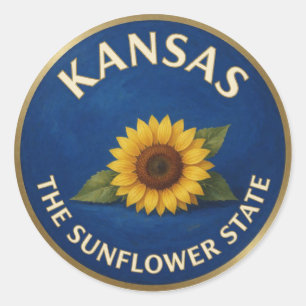 Adesivo Redondo Emblema do Girassol do Kansas 🌻