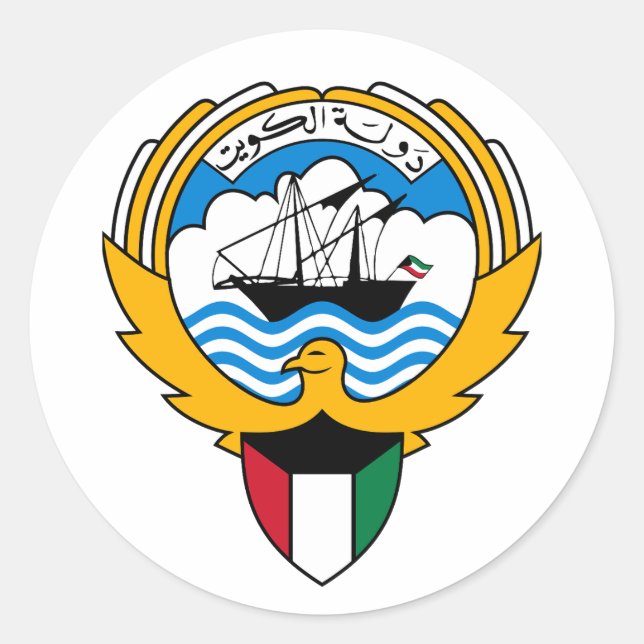 Adesivo Redondo Emblema do Kuwait (Frente)