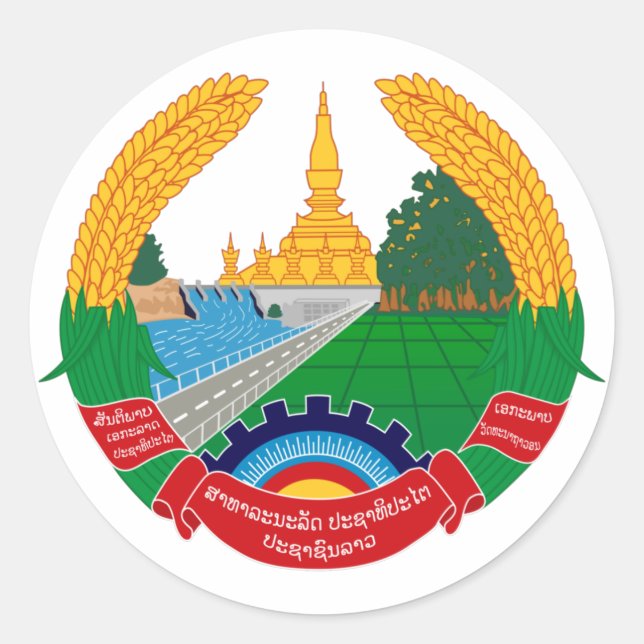 Adesivo Redondo Emblema do Laos (Frente)