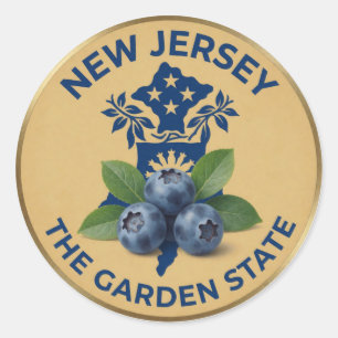 Adesivo Redondo Emblema do Mirtilo de Nova Jersey