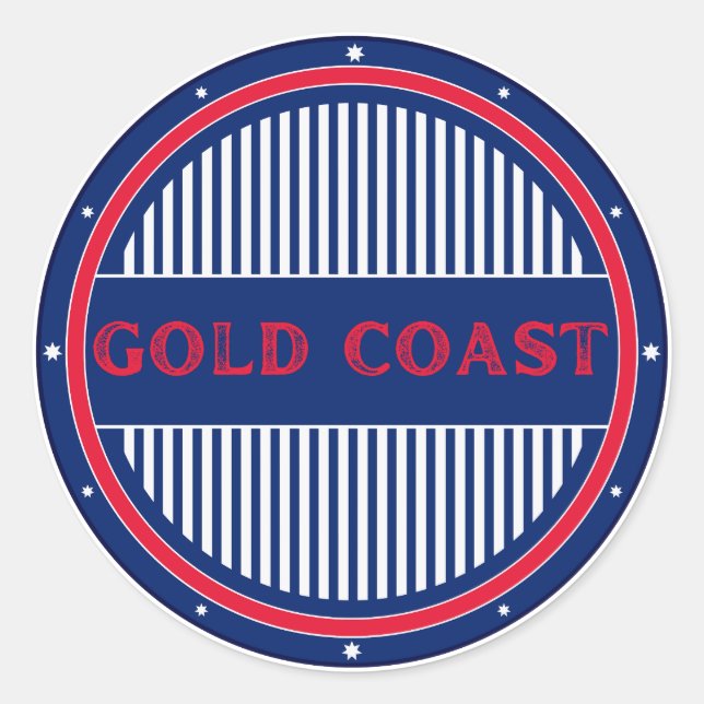 Adesivo Redondo Emblema do Orgulho da Cidade de Gold Coast – Ident (Frente)