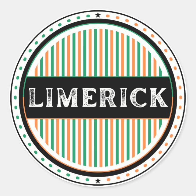 Adesivo Redondo Emblema do Orgulho da Cidade de Limerick – Identid (Frente)