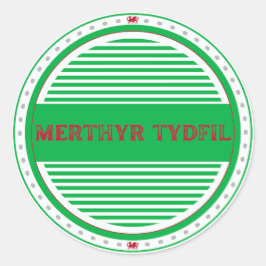 Adesivo Redondo Emblema do Orgulho da Cidade de Merthyr Tydfil – I