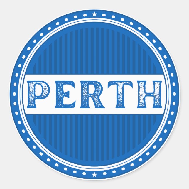 Adesivo Redondo Emblema do Orgulho da Cidade de Perth – Identidade (Frente)