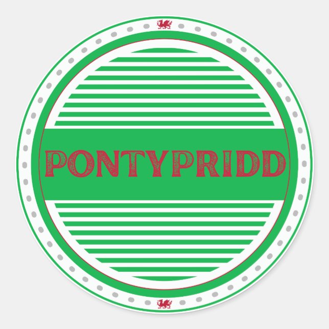 Adesivo Redondo Emblema do Orgulho da Cidade de Pontypridd – Ident (Frente)