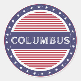 Adesivo Redondo Emblema do Orgulho de Columbus – Identidade Americ