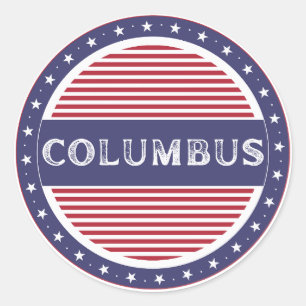 Adesivo Redondo Emblema do Orgulho de Columbus – Identidade Americ