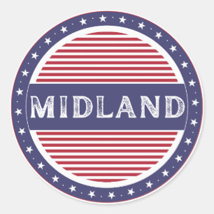 Adesivo Redondo Emblema do Orgulho de Midland City – Identidade Am