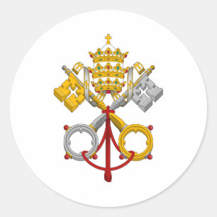 Adesivo Redondo Emblema do papa oficial Símbolo Revestimento do