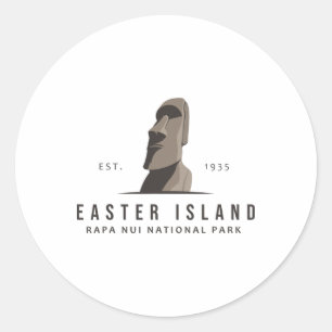 Adesivo Redondo Emblema do Parque Nacional Rapa Nui da Ilha de Pás