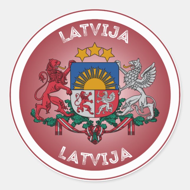 Adesivo Redondo Emblema do Patrimônio da Letônia (Frente)