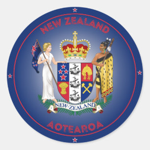 Adesivo Redondo Emblema do Patrimônio da Nova Zelândia