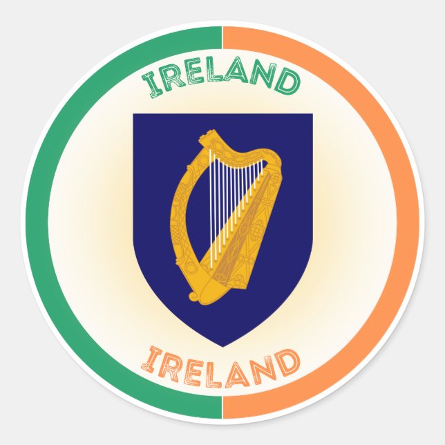 Adesivo Redondo Emblema do Patrimônio da República da Irlanda (Frente)