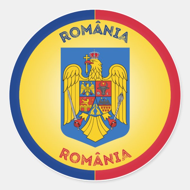 Adesivo Redondo Emblema do Patrimônio da Romênia (Frente)