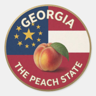 Adesivo Redondo Emblema do Pêssego da Geórgia 🍑