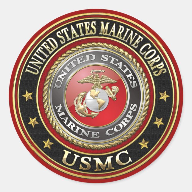 Adesivo Redondo Emblema do USMC [Edição Especial] [3D] (Frente)