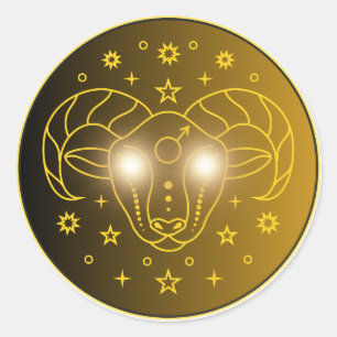 Adesivo Redondo Emblema do Zodíaco de Áries Símbolo Celestial Mi