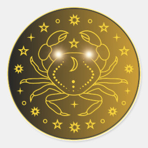 Adesivo Redondo Emblema do Zodíaco de Câncer Símbolo Celestial M