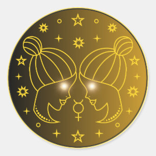 Adesivo Redondo Emblema do Zodíaco de Gêmeos Símbolo Celestial M