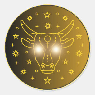 Adesivo Redondo Emblema do Zodíaco de Touro Símbolo Celestial Mi