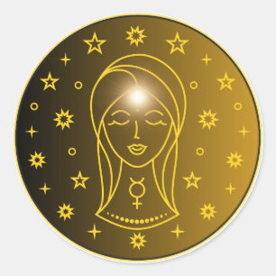 Adesivo Redondo Emblema do Zodíaco de Virgem Símbolo Celestial M