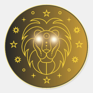 Adesivo Redondo Emblema do Zodíaco Leão Símbolo Celestial Minima