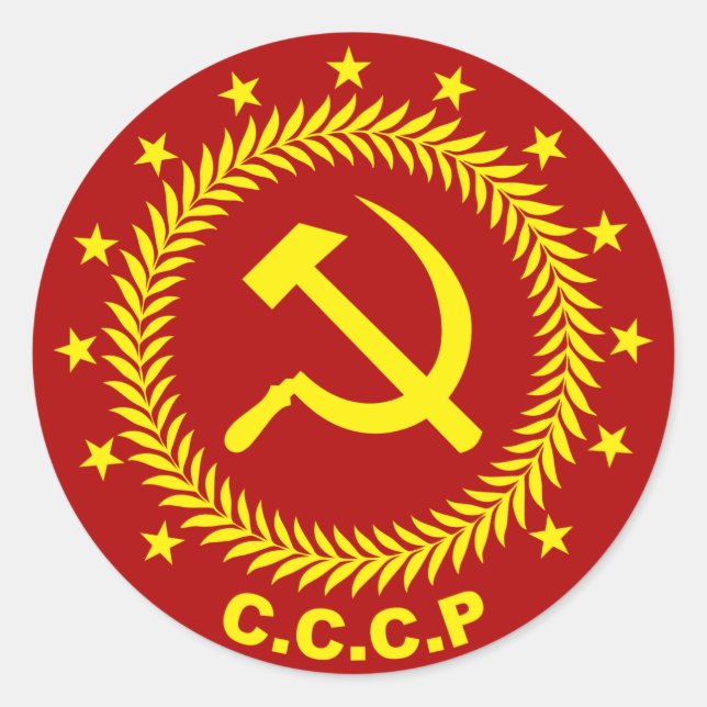 Adesivo Redondo Emblema falciforme do martelo CCCP (Frente)