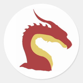 Adesivo Redondo emblema legal do dragão Simples da Fantasia Vermel