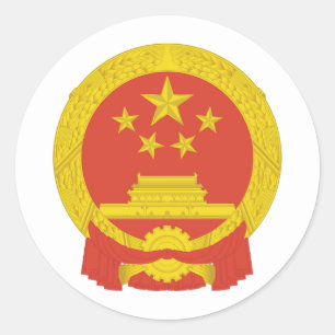 Adesivo Redondo Emblema Nacional Chinês, China