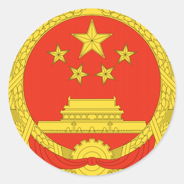 Adesivo Redondo Emblema Nacional da China (Frente)