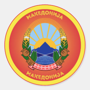Adesivo Redondo Emblema Nacional da Macedônia do Norte