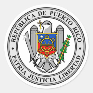 Adesivo Redondo Emblema Nacional da República de Porto Rico