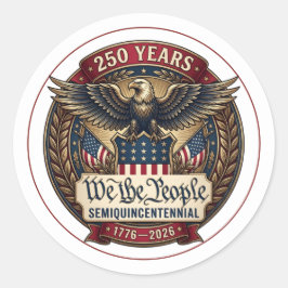 Adesivo Redondo Emblema Patriótico do Legado Americano de 250 Anos