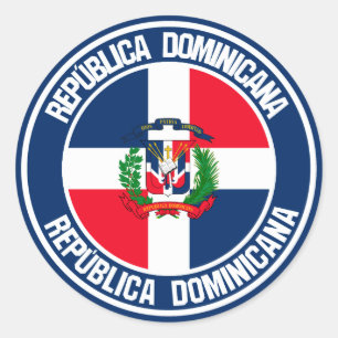 Adesivo Redondo Emblema redondo da República Dominicana