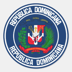 Adesivo Redondo Emblema redondo da República Dominicana