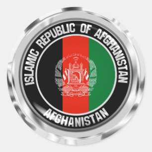 Adesivo Redondo Emblema redondo de Afeganistão
