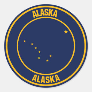 Adesivo Redondo Emblema redondo de Alaska