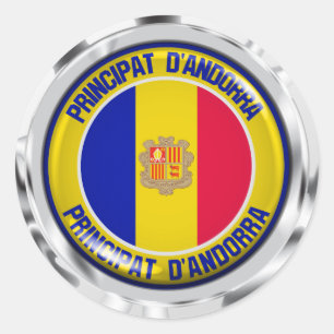 Adesivo Redondo Emblema redondo de Andorra