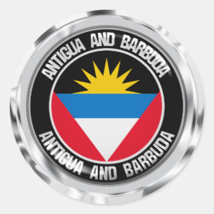 Adesivo Redondo Emblema redondo de Antígua e de Barbuda