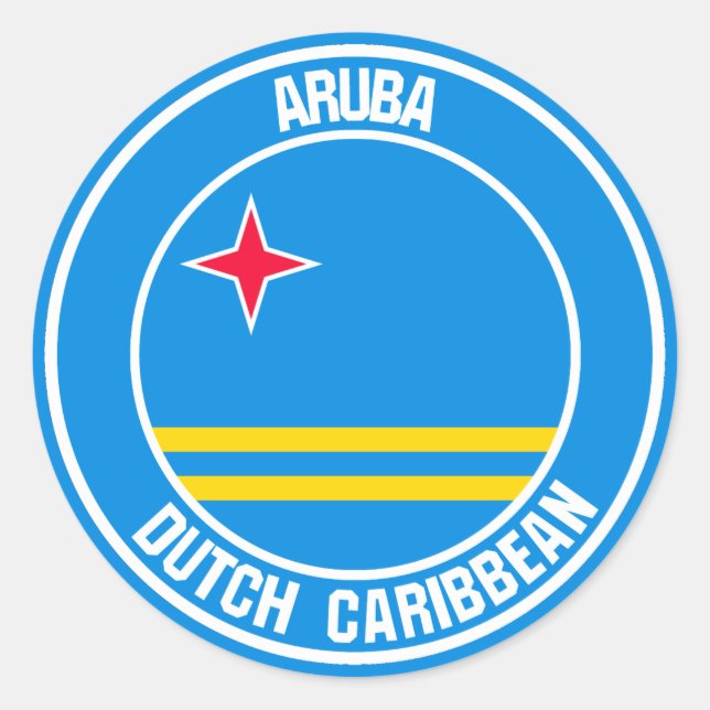 Adesivo Redondo Emblema redondo de Aruba (Frente)