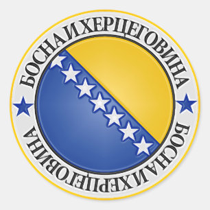Adesivo Redondo Emblema redondo de Bósnia e de Herzegovina