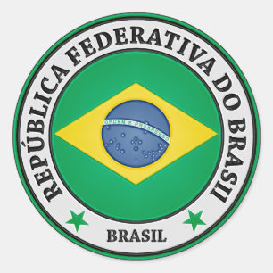 Adesivo Redondo Emblema redondo de Brasil