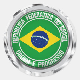 Adesivo Redondo Emblema redondo de Brasil