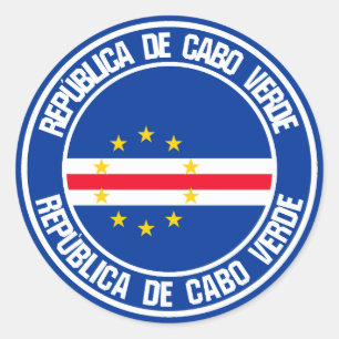 Adesivo Redondo Emblema redondo de Cabo Verde