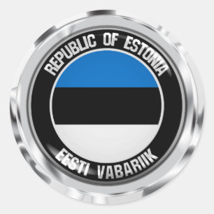 Adesivo Redondo Emblema redondo de Estónia