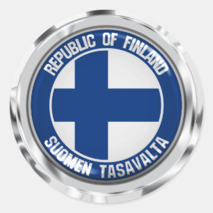 Adesivo Redondo Emblema redondo de Finlandia